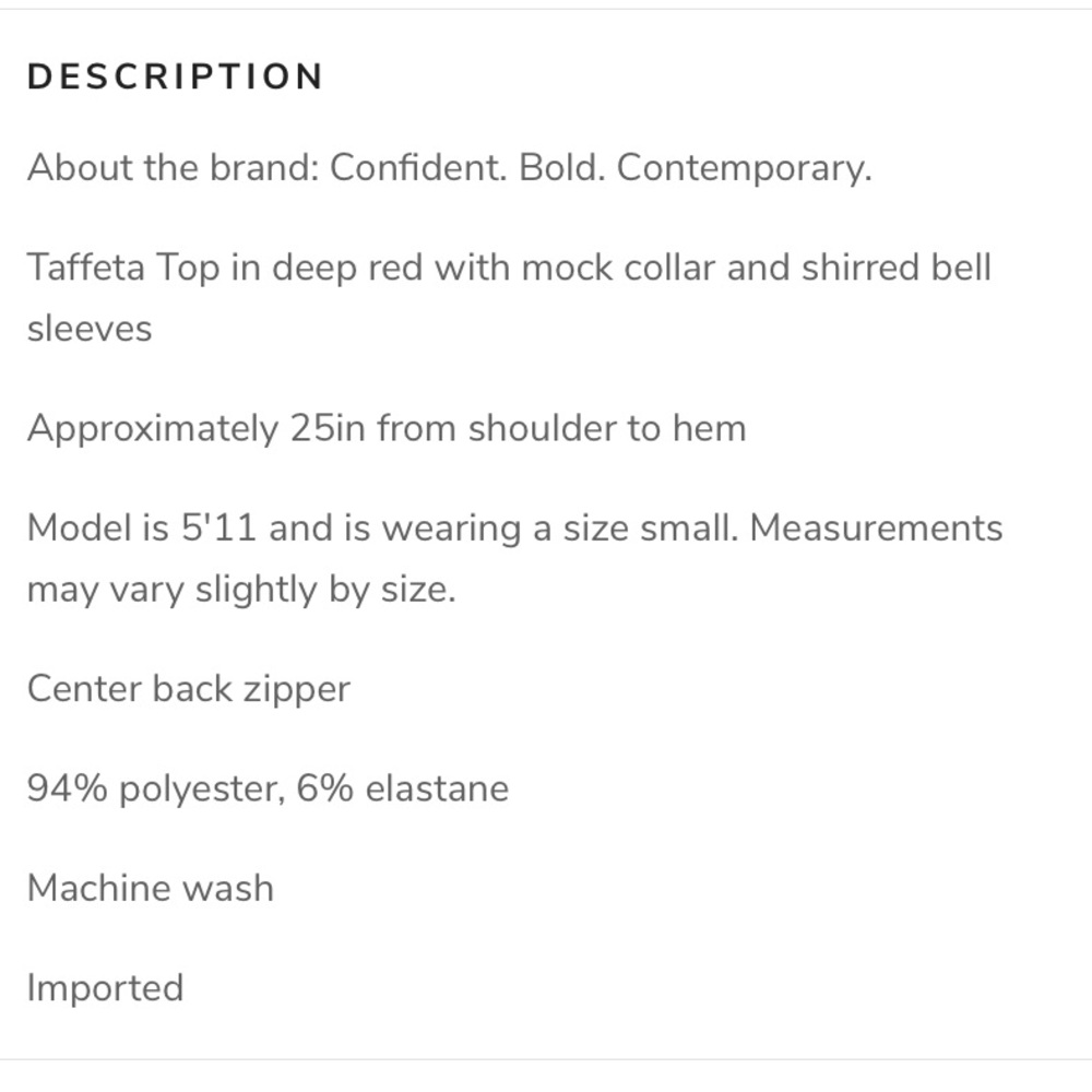 NWT Bell Sleeve Top - Picture 5 of 5